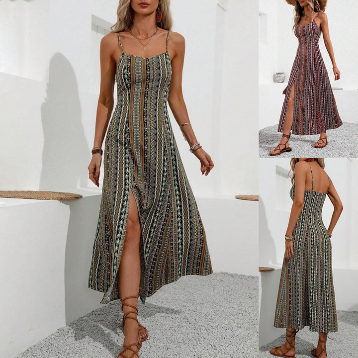 Kvinder Bohemian stribet Maxi kjole Stilla