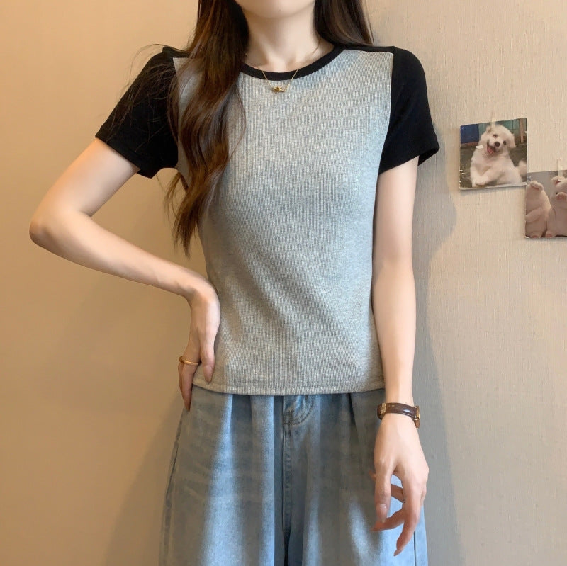 Femme Fritid Farve-blokeret Kortærmet T-shirt Stilla