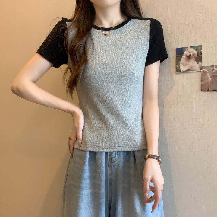 Femme Fritid Farve-blokeret Kortærmet T-shirt Stilla