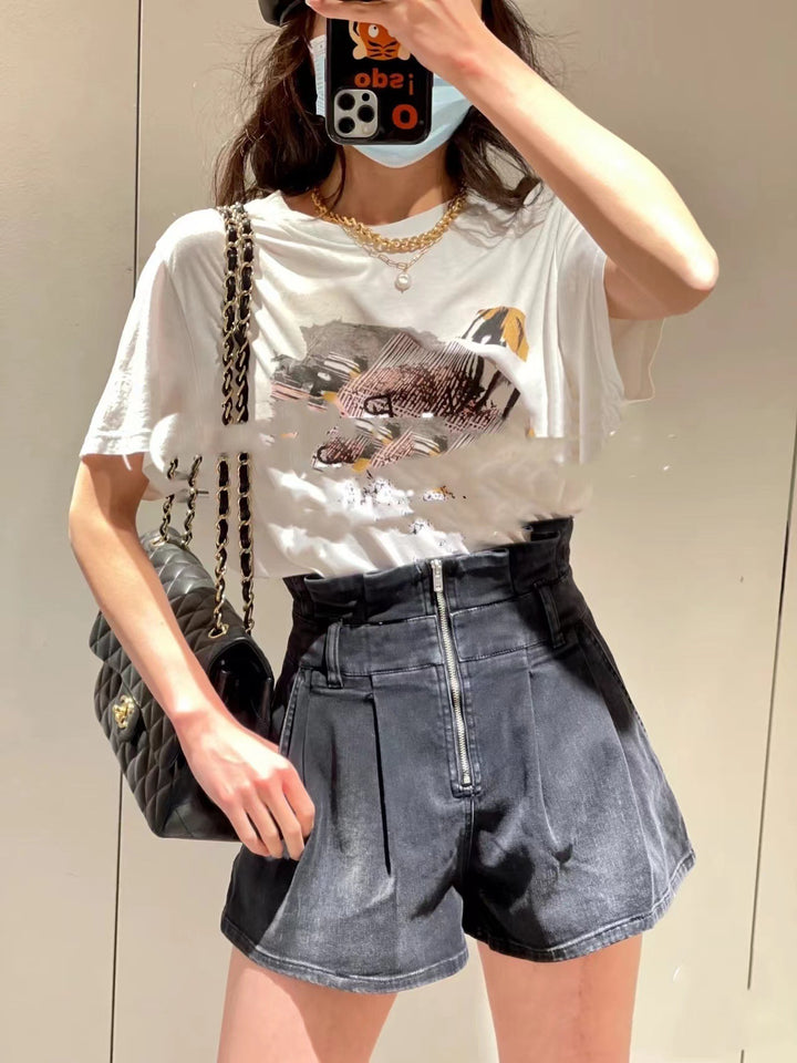 Dame High-Waist Shorts med usædvanlig lynlås og elegante plisseringer Stilla