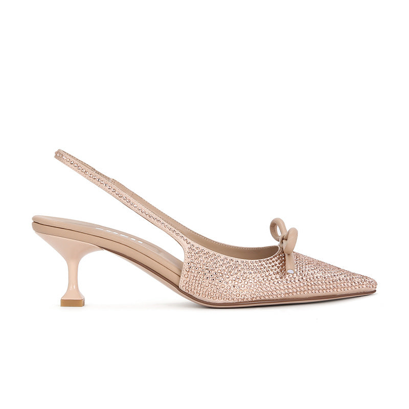 Kvinder Elegante Strass-Glitter Slingback Hæle Stilla