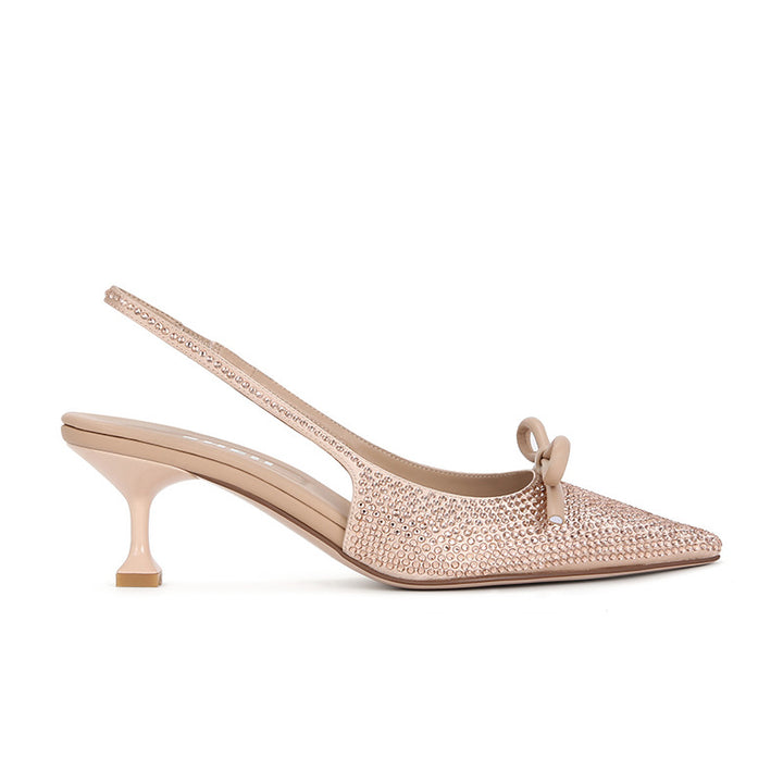 Kvinder Elegante Strass-Glitter Slingback Hæle Stilla