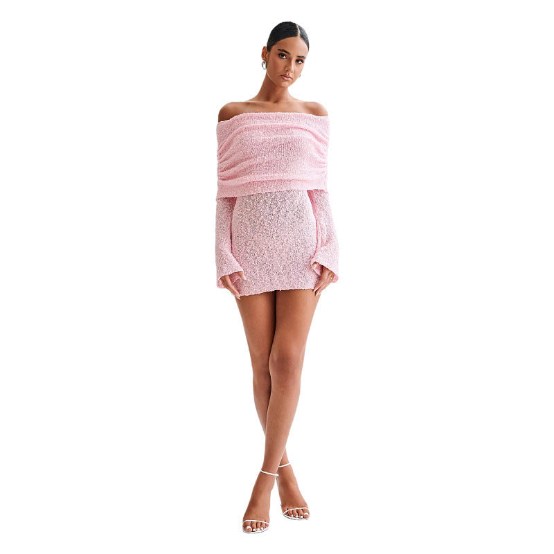 Femme Off-Shoulder Struktureret Mini Kjole Stilla