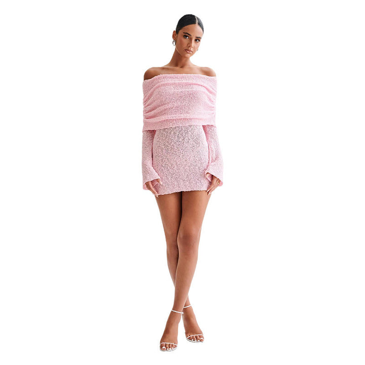 Femme Off-Shoulder Struktureret Mini Kjole Stilla