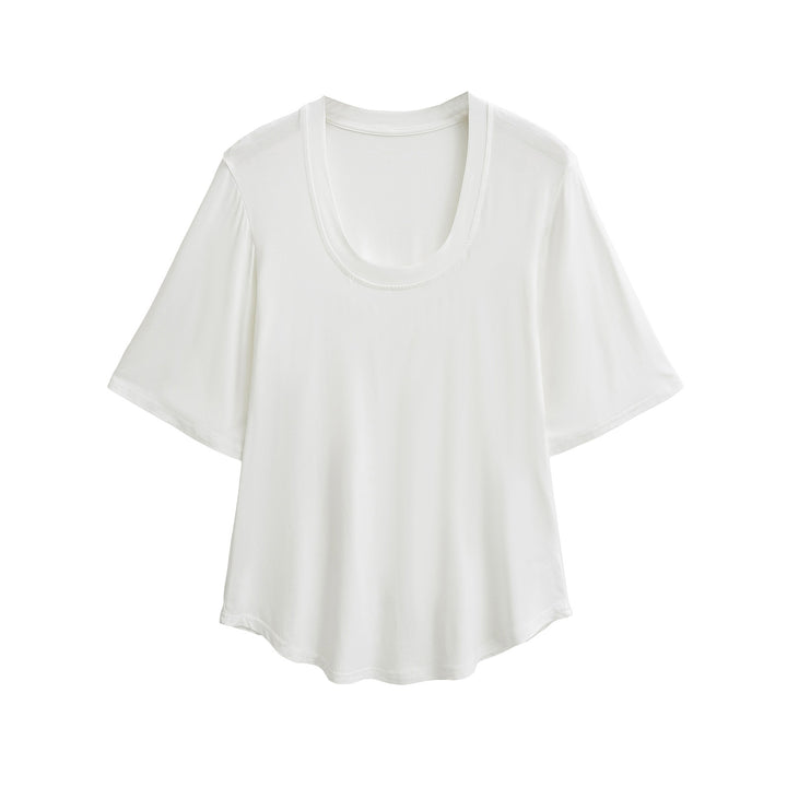 Dame afslappet oversized T-shirt med bred rund halsudskæring og åndbart materiale Stilla