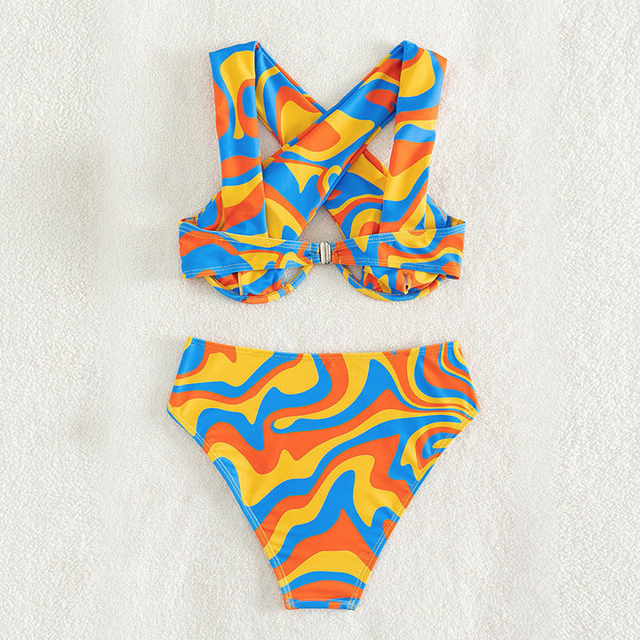 Dame bikini-sæt med kreativt snit og høj benudskæring Stilla