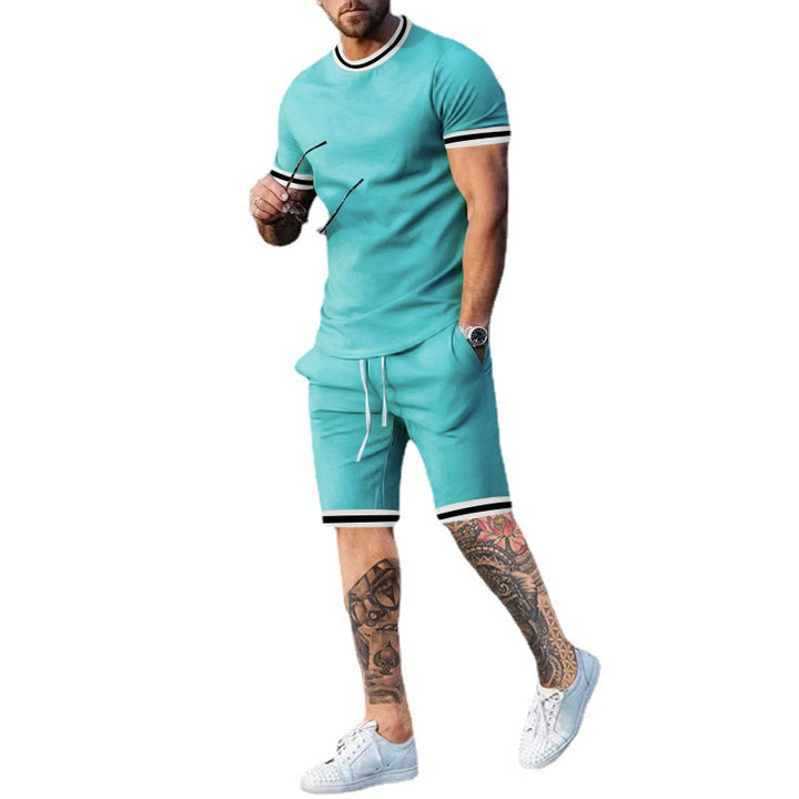Herre Kortærmet Fritids-Outfit med sporty Kontrastdetaljer Stilla