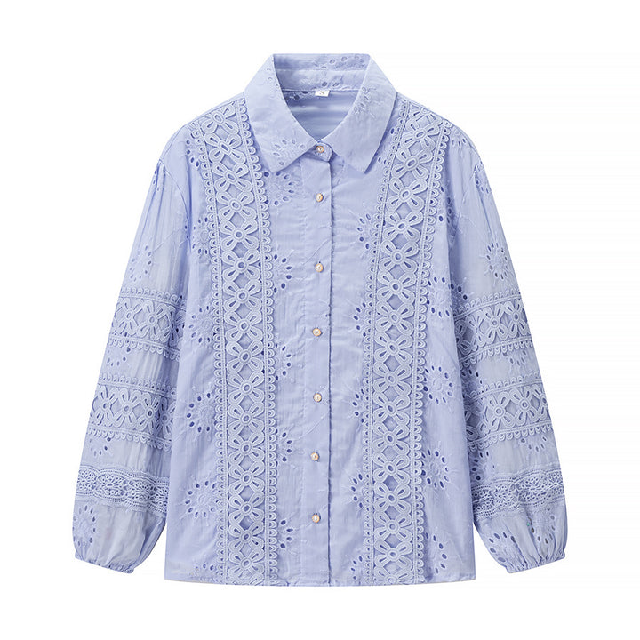 Kvinders sæt af blomster-broderet bluse og maxiskørt Stilla
