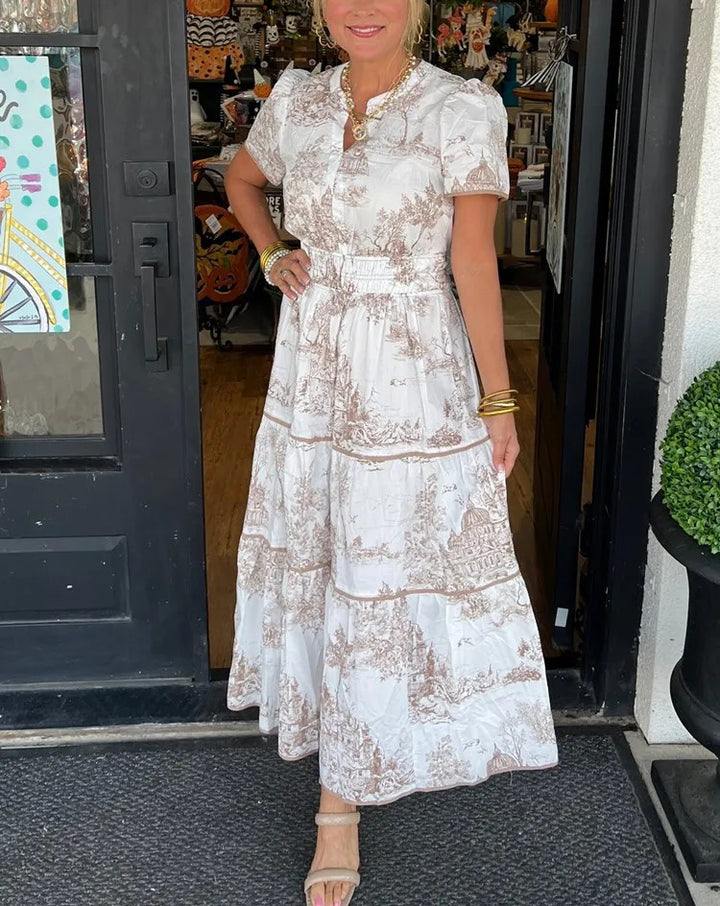 Dame Maxikjole med detaljer i vintage-stil og florale mønstre Stilla