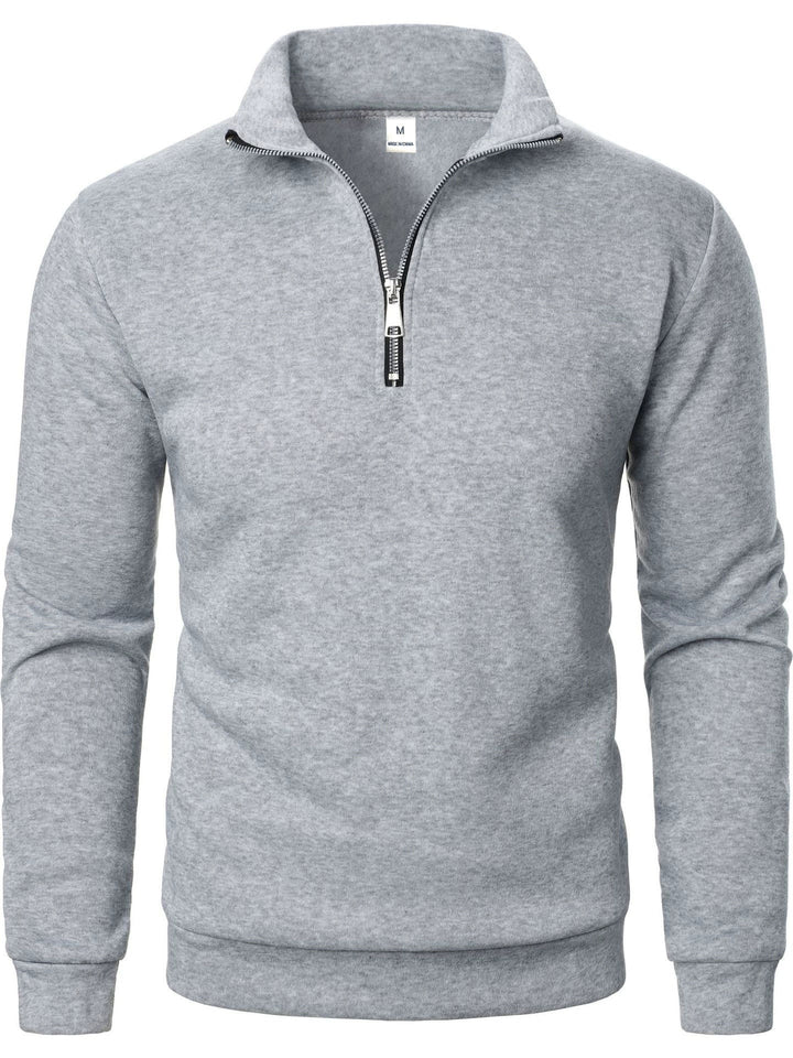 Herre fleece pullover med praktisk stående krave og lynlås Skovae