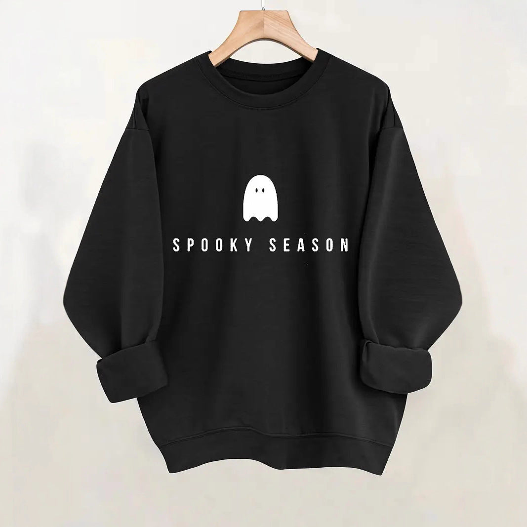 Dame sweatshirt med sjovt spøgelse motiv og bred pasform Stilla