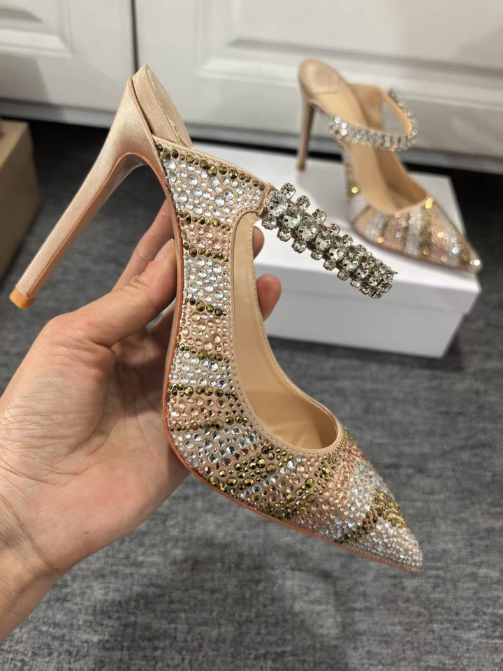 Femme Krystaldekoreret Slingback-Hæle Stilla