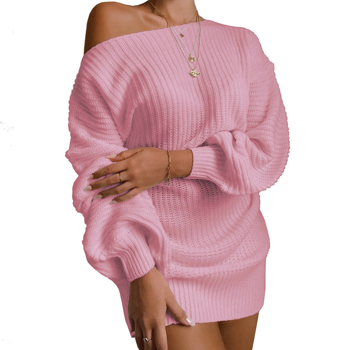 Kvinders casual strikket kjole med off-shoulder design og voluminøse ærmer Stilla