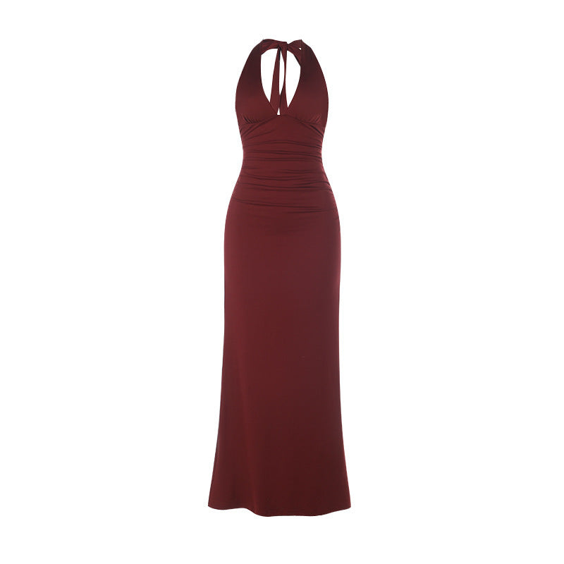 Damen Elegantes Wickelkleid mit tiefem V-Ausschnitt und Raffung Skovae