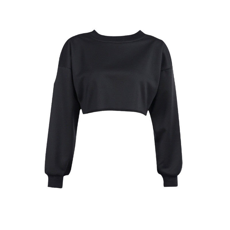 Dame casual cropped sweatshirt med voluminøse ærmer og rund halsudskæring Stilla