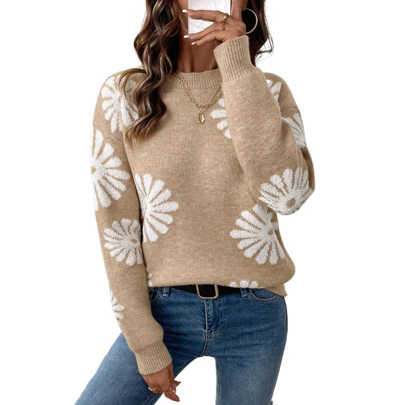 Dame sweater med blomsterdesign Stilla