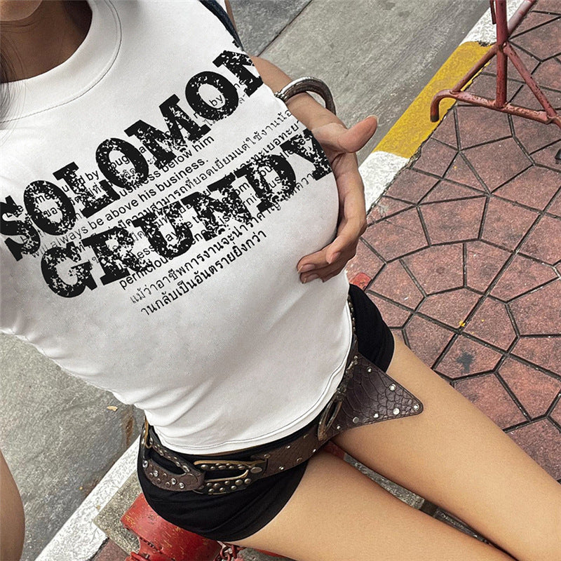 Dame kortærmet T-shirt med kreativt grafiktryk Stilla