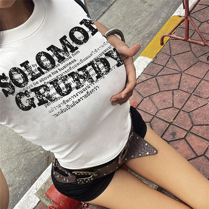 Dame kortærmet T-shirt med kreativt grafiktryk Stilla