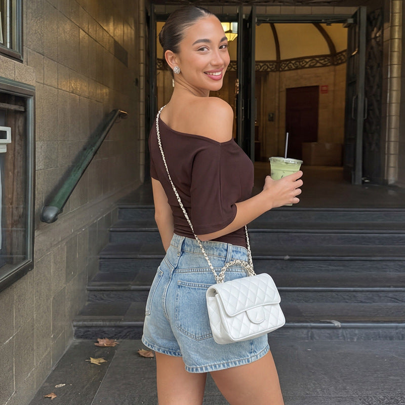 Dame Offshoulder Overdel med Snøring Skovae