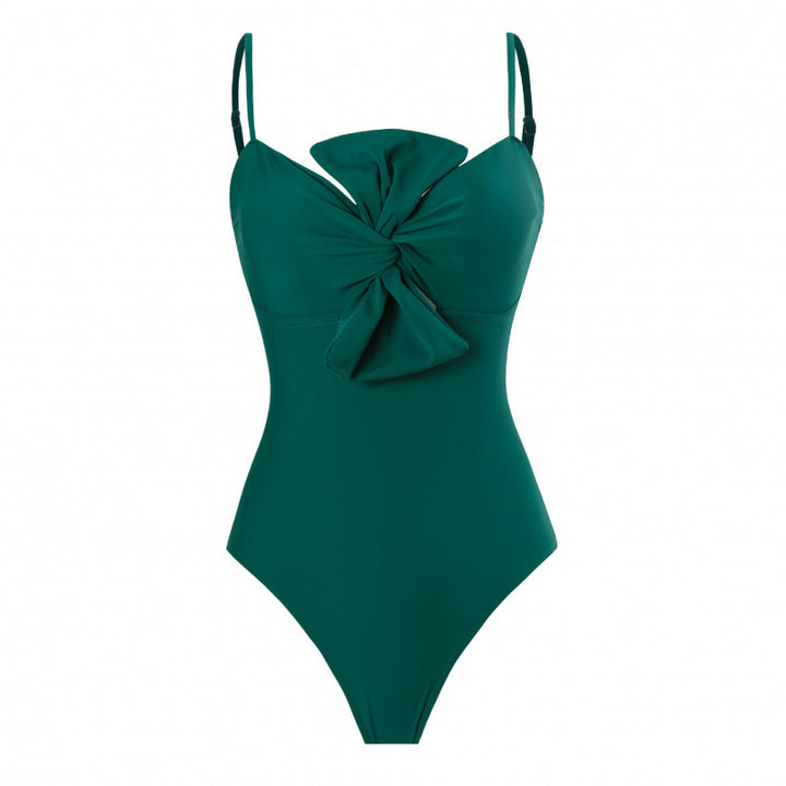 Dameonepiece badedragt med justerbare stropper og elegant drapering Skovae