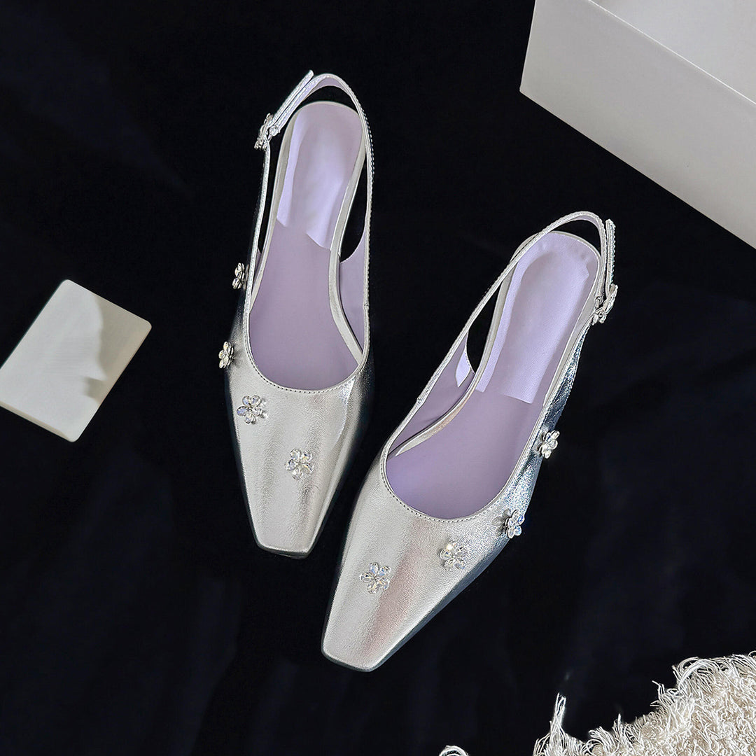 Damernes elegante blomsterdekorerede Slingback-hæle Stilla