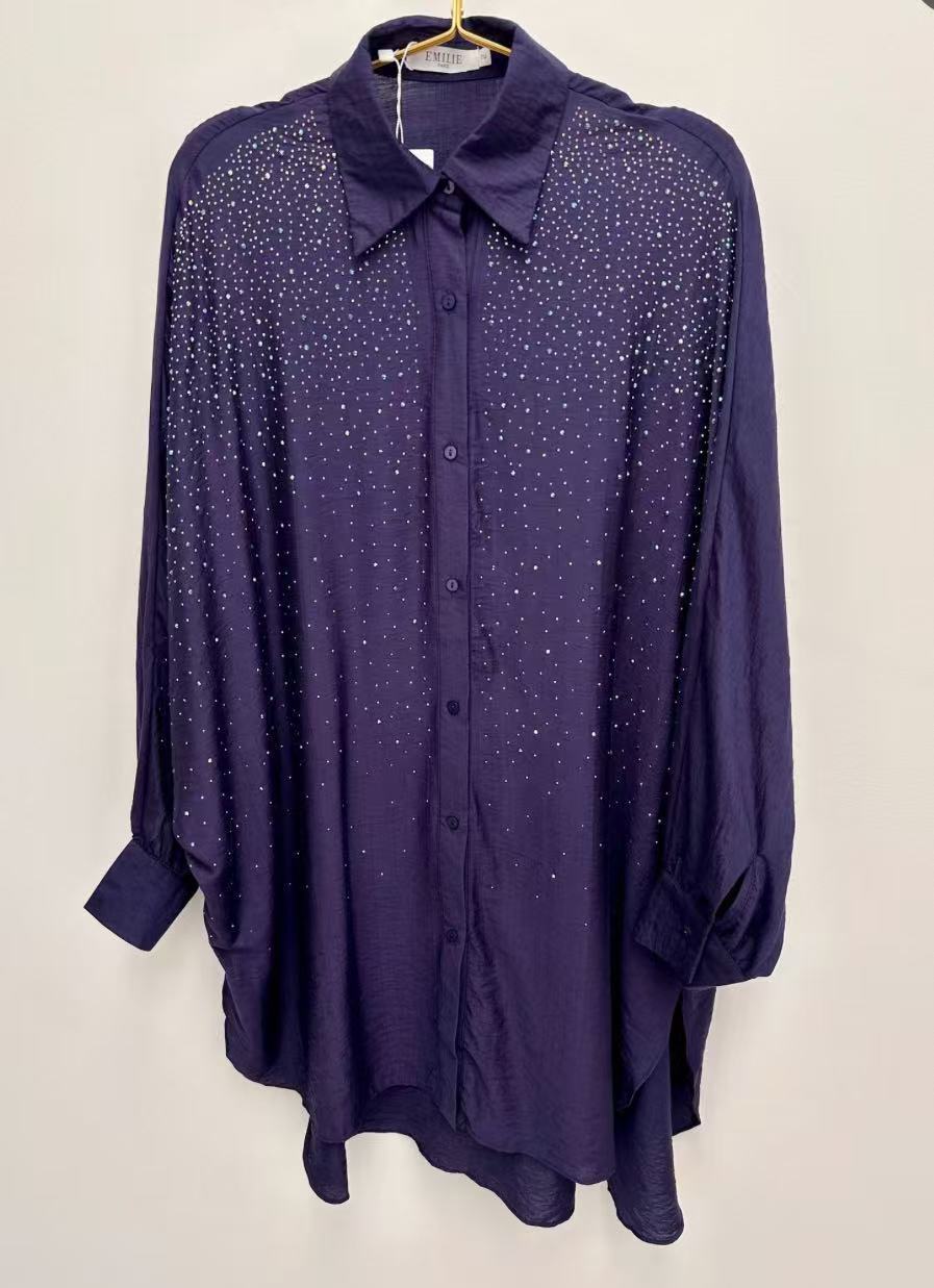 Damebluse med glitrende detaljer og afslappet pasform Stilla