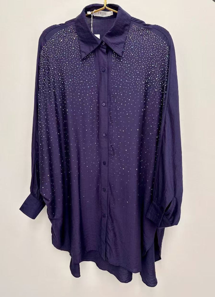 Damebluse med glitrende detaljer og afslappet pasform Stilla