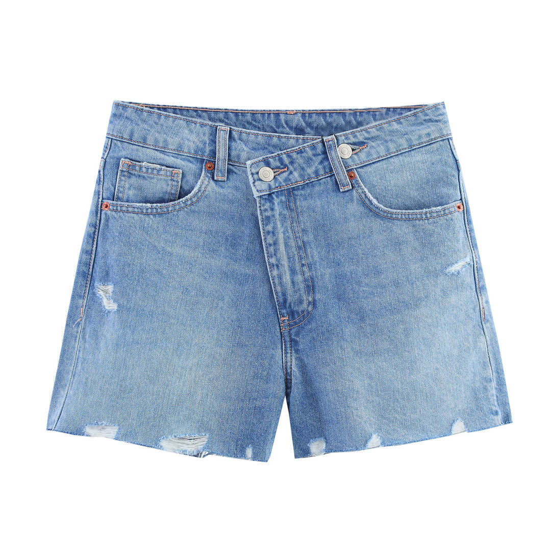 Femme Rivet Høj Talje Denim Shorts Stilla