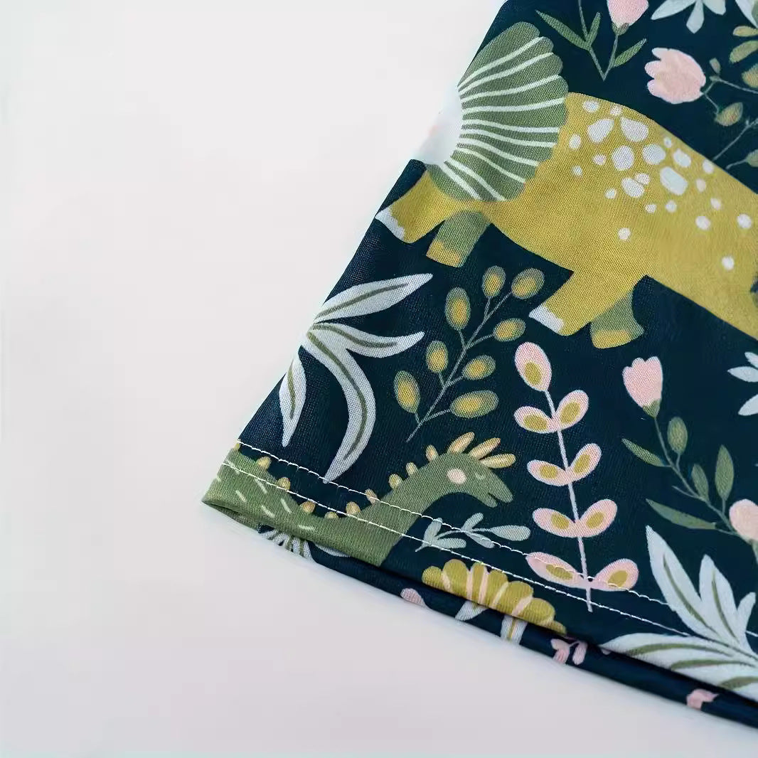 Dame Maxiskirt med blomstertryk og elastisk talje Stilla