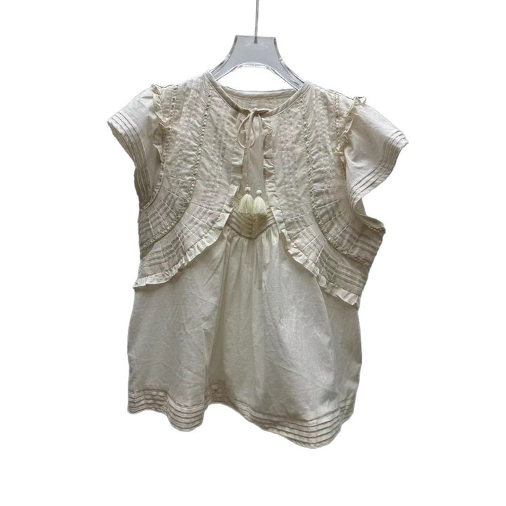 Damebluse med voluminøse ærmer og fine broderidetaljer Stilla