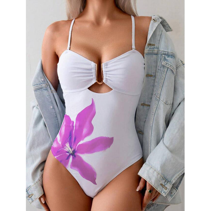 Dame Éntpiece Badedragt med elegant Cut-Out og blomsterakcenter Stilla