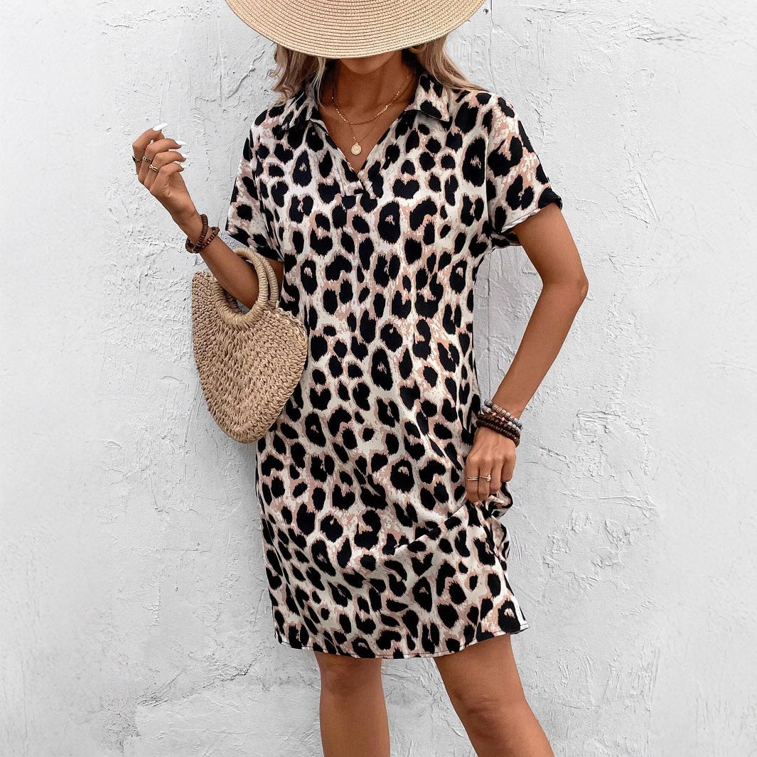 Dame Polo-kjole i trendy leopardmønster Stilla