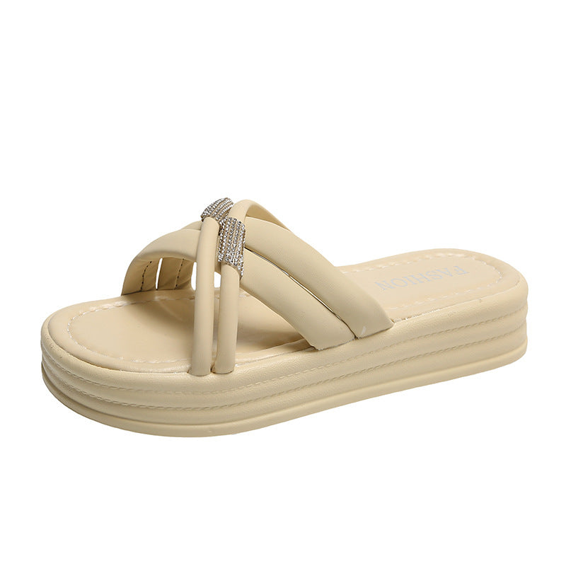 Kvinder Elegante Slide Sandaler med Glitrende Rem Detalje Stilla