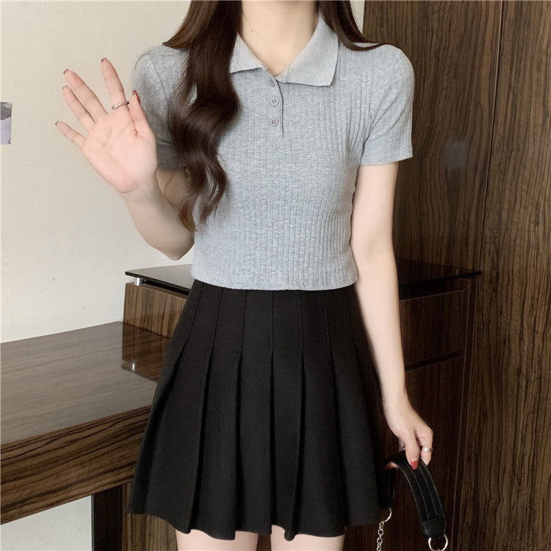 Femme Cropped Polo Stil Top Stilla