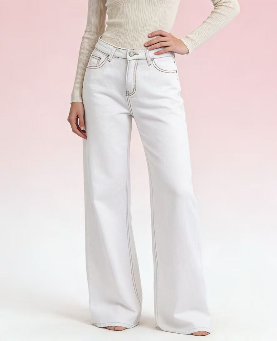Dame flared jeans med høj talje og elegante sømdetaljer Skovae