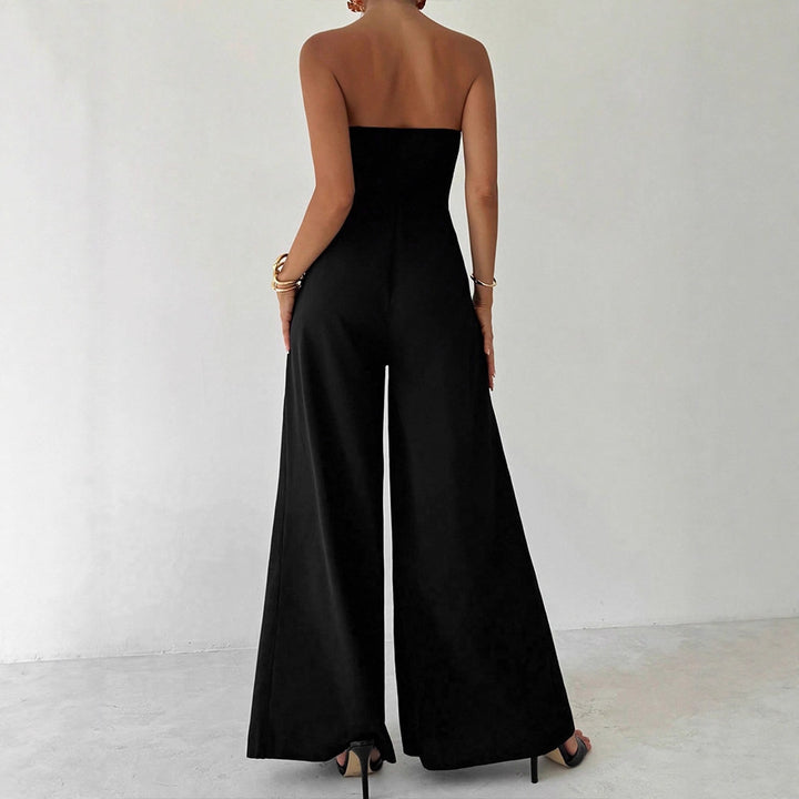 Dame Elegant Jumpsuit med asymmetrisk udskæring og dekorative knapper Skovae