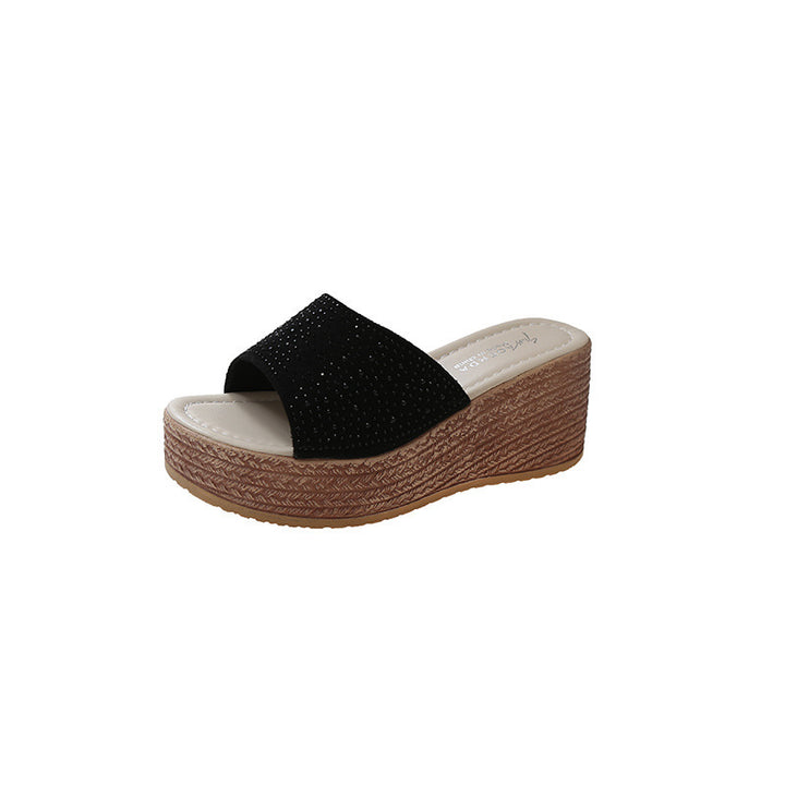 Dame Wedge-sandaler med glitterende strass og komfortabelt fodseng Stilla