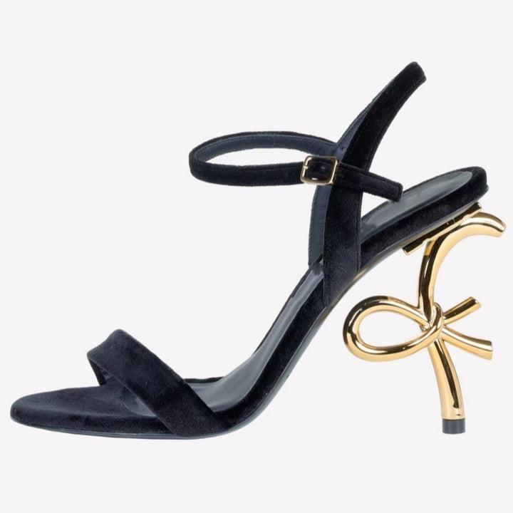 Femme Elegante Open-Toe Stiletto Sandaler med Dekorativt Rem Detalje Stilla