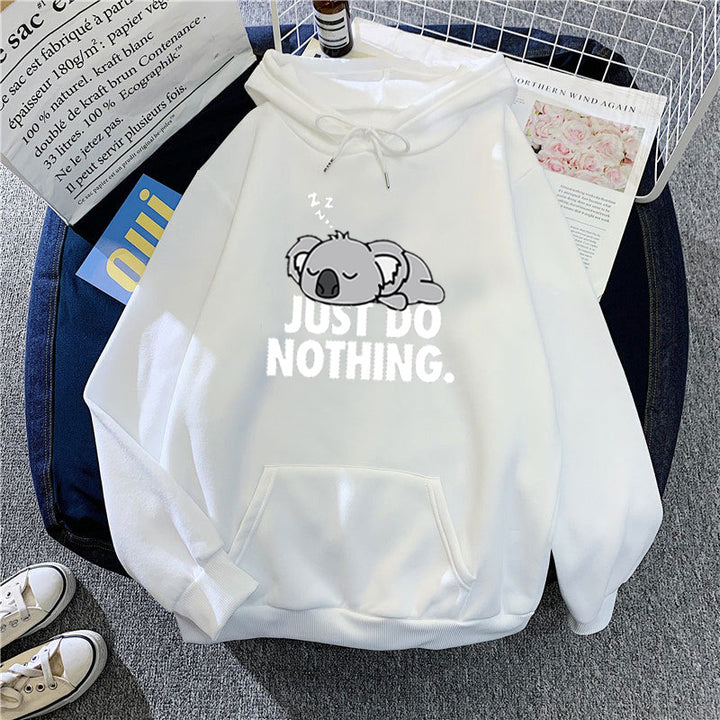 Dame hoodie med legende koala design og motiverende tekst Skovae