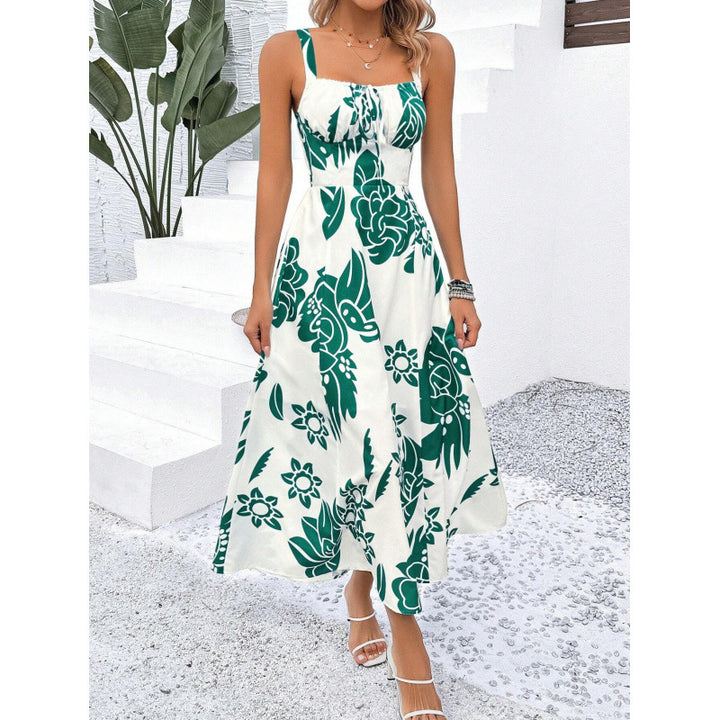 Femme Tribal Print Maxi Kjole med justerbare stropper Stilla