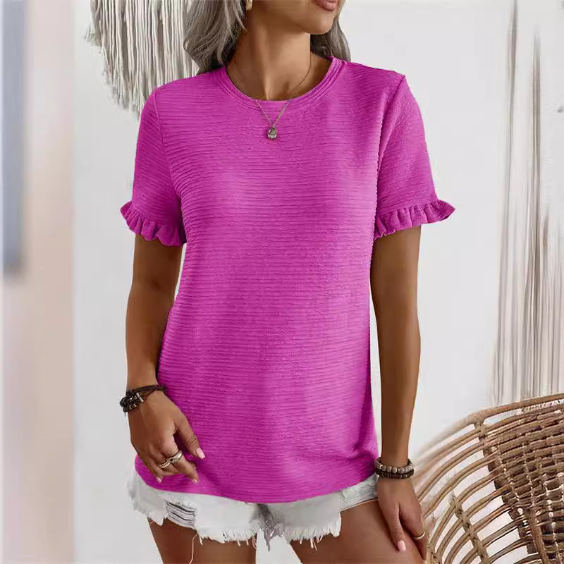 Dame Trendy T-shirt med flæsedetaljer og struktureret overflade Stilla