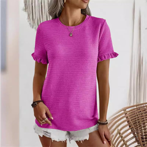 Dame Trendy T-shirt med flæsedetaljer og struktureret overflade Stilla