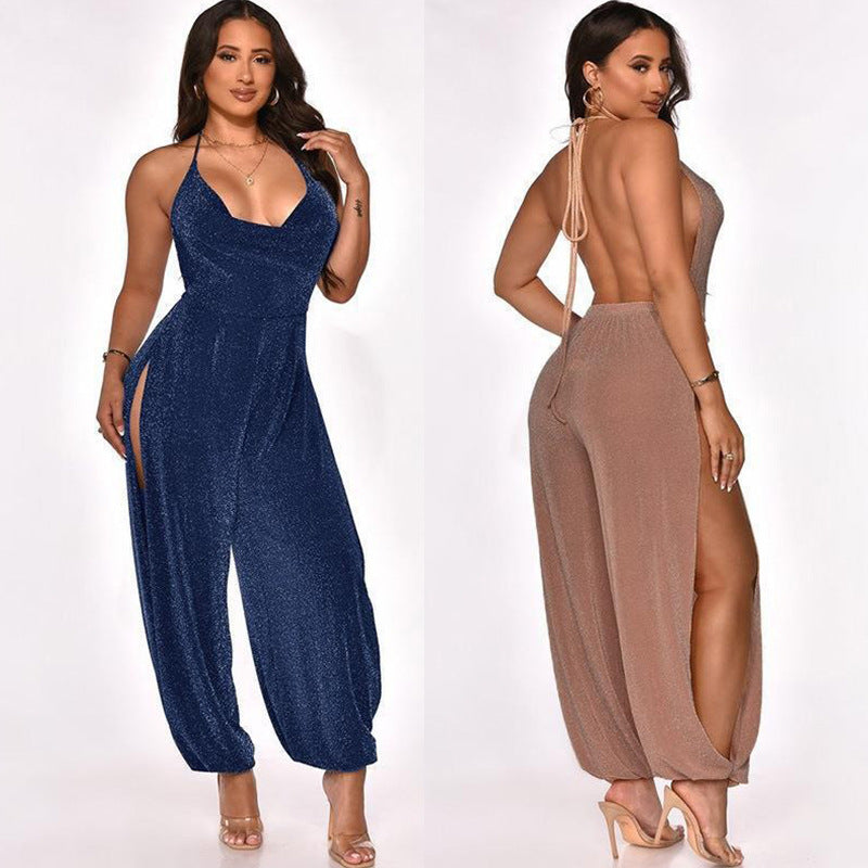 Dame Glamourøs Jumpsuit med dyb udsnit og sidelæg Stilla
