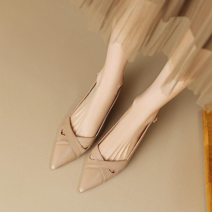 Femme Spitz-Tå Slingback-Flade med Krydsdetalje Stilla