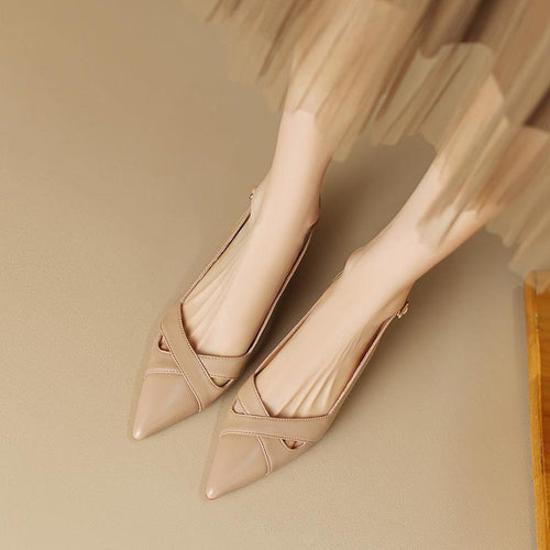Femme Spitz-Tå Slingback-Flade med Krydsdetalje Stilla