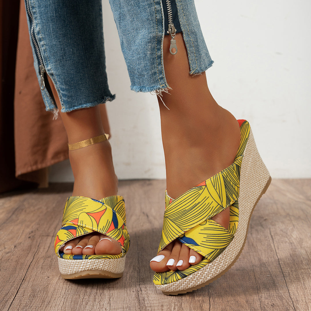 Dame Wedge-sandaler med blomsterdesign og skridsikker sål Stilla