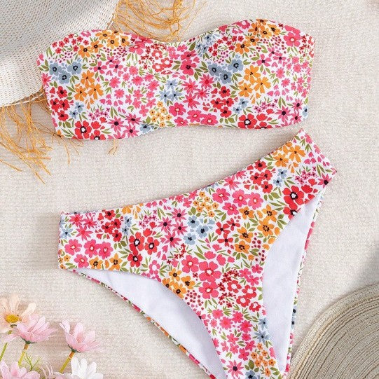 Dame Bandeau-Bikini med elegant mønster Skovae