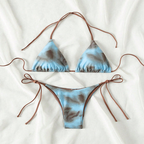 Damer trekant-bikini med justerbare stropper og unik farvegradient Skovae