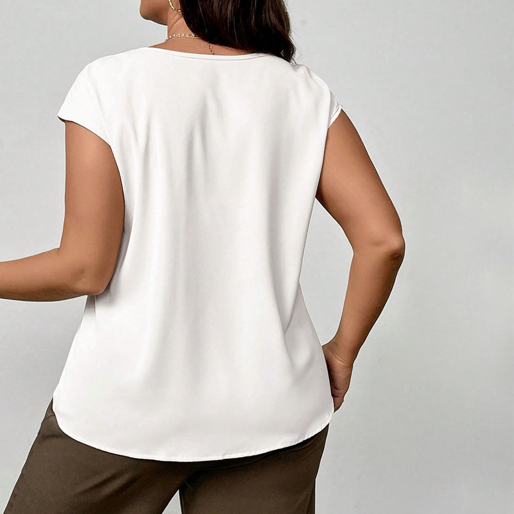 Dame elegant bluse top med raffineret plissering og blødt materiale Skovae
