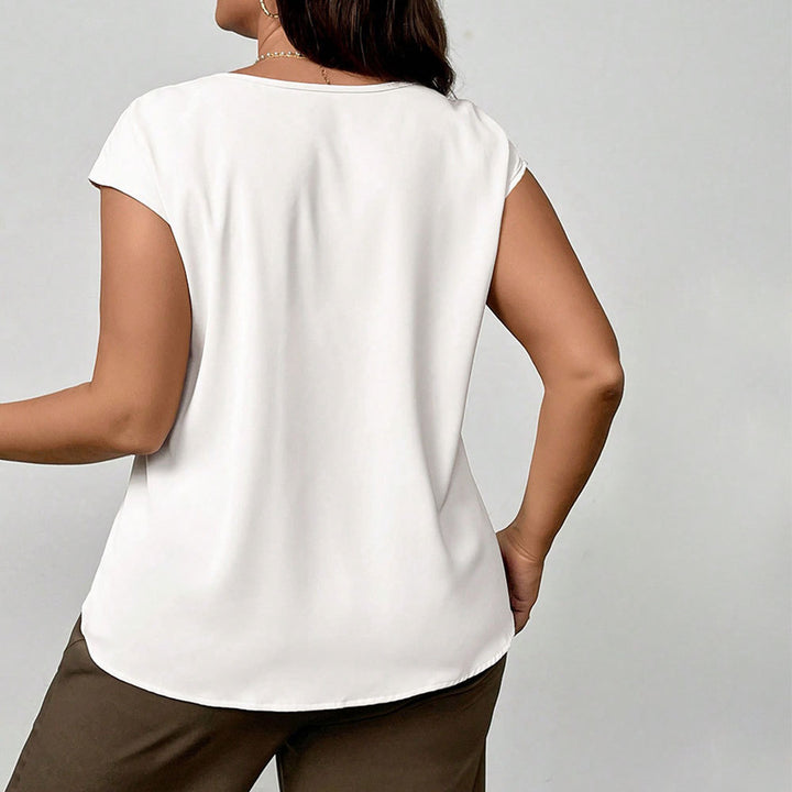 Dame elegant bluse top med raffineret plissering og blødt materiale Skovae